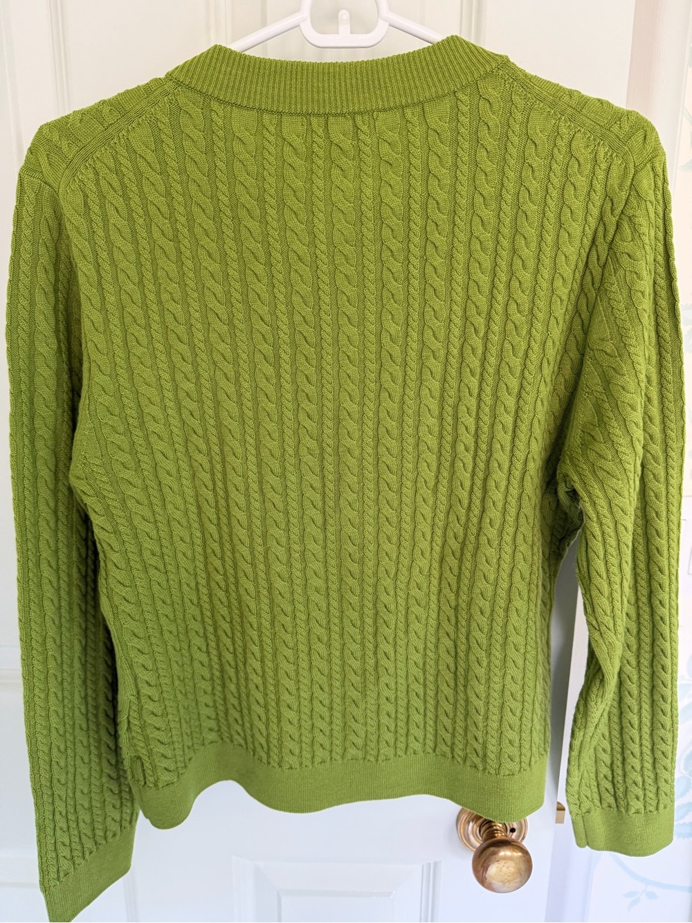 J. Crew Lime Green Chartreuse Cable-Knit Button Cardigan Wool - Picture 4 of 5